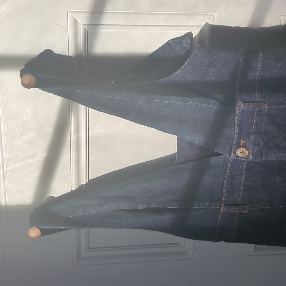 Anthro wide leg Pilcro dark denim Jumpsuit Overall 8 M - Picture 3 of 10